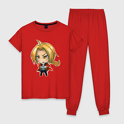 Пижама хлопковая женская Стальной Алхимик, цвет: красный