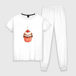 Пижама хлопковая женская Кексик, цвет: белый