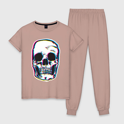 Женская пижама Glitch Skull / Пыльно-розовый – фото 1