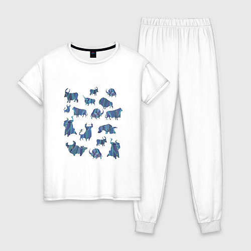 Женская пижама Бычки: символ нового года 2021 / Белый – фото 1