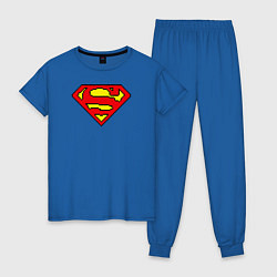 Пижама хлопковая женская Superman 8 bit цвета синий — фото 1