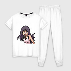 Пижама хлопковая женская Pixel art anime, цвет: белый
