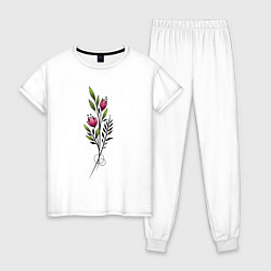 Пижама хлопковая женская Graphic flower, цвет: белый