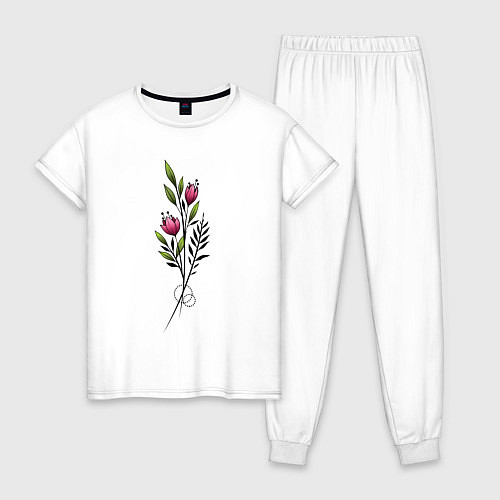 Женская пижама Graphic flower / Белый – фото 1