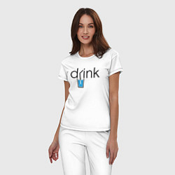 Пижама хлопковая женская DRINK ПИТЬ, цвет: белый — фото 2