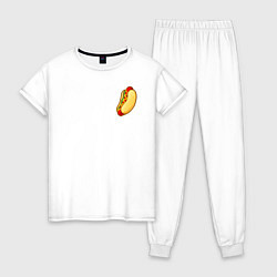 Пижама хлопковая женская Hot dog, цвет: белый