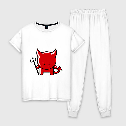 Женская пижама Маленький красный чертёнок / Белый – фото 1