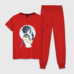 Пижама хлопковая женская Сяо, цвет: красный