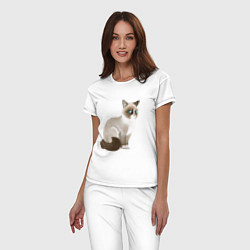 Пижама хлопковая женская Grumpy Cat, цвет: белый — фото 2