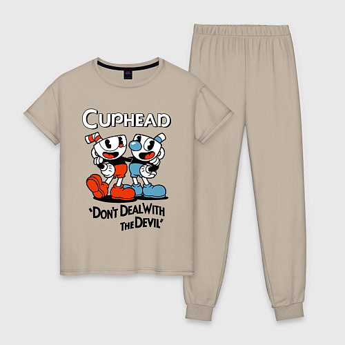 Женская пижама Cuphead, Dont deal with devil / Миндальный – фото 1