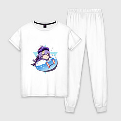 Пижама хлопковая женская Ци Ци и ручной слайм, цвет: белый
