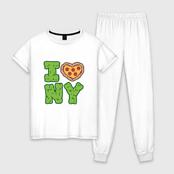 Пижама хлопковая женская I Love New York, цвет: белый