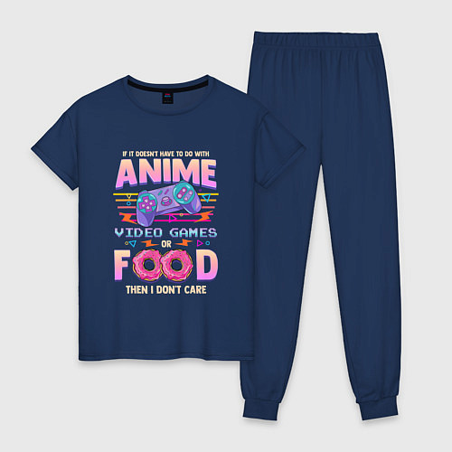 Женская пижама Anime Video Games Or Food / Тёмно-синий – фото 1