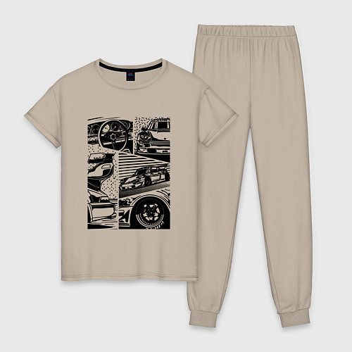 Женская пижама PORSCHE ПОРШЕ КОЛЛАЖ / Миндальный – фото 1