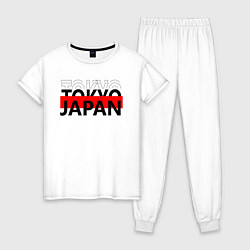 Пижама хлопковая женская Надпись Япония, Токио, цвет: белый