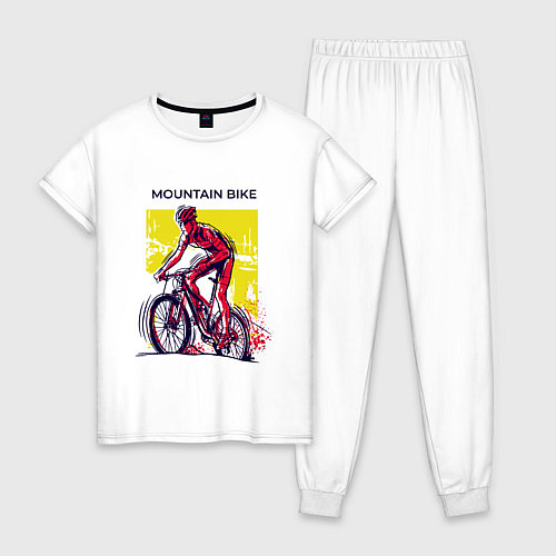 Женская пижама Mountain Bike велосипедист / Белый – фото 1