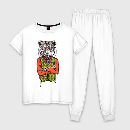 Женская пижама Тигр Хипстер / Белый – фото 1
