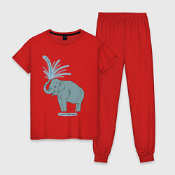 Пижама хлопковая женская Слониха, цвет: красный