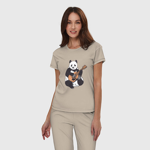 Женская пижама Панда гитарист Panda Guitar / Миндальный – фото 3