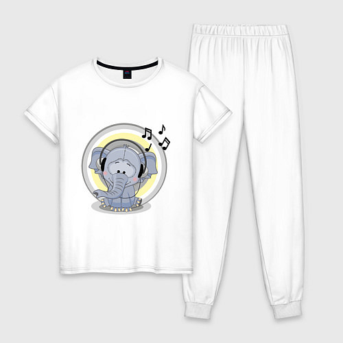Женская пижама Слоненок в наушниках / Белый – фото 1