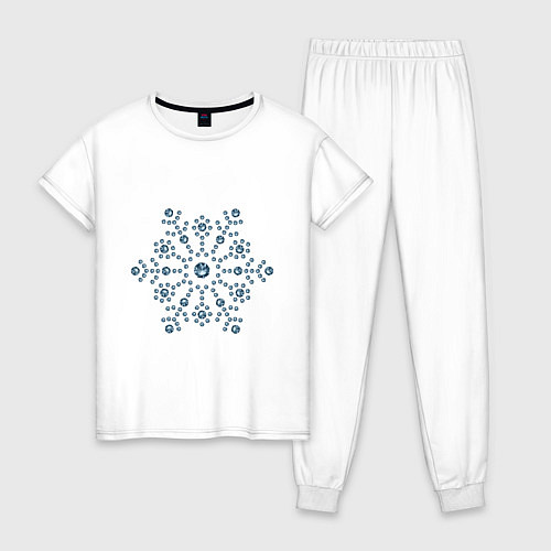 Женская пижама Снежинка стразы кристаллы / Белый – фото 1