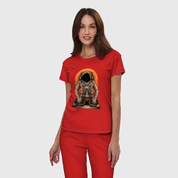 Пижама хлопковая женская Космонавт диджей - cosmo DJ, цвет: красный — фото 2