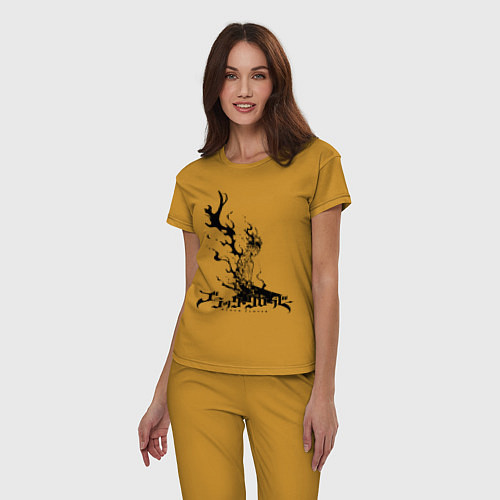 Женская пижама Черный Аста Черный Клевер / Горчичный – фото 3