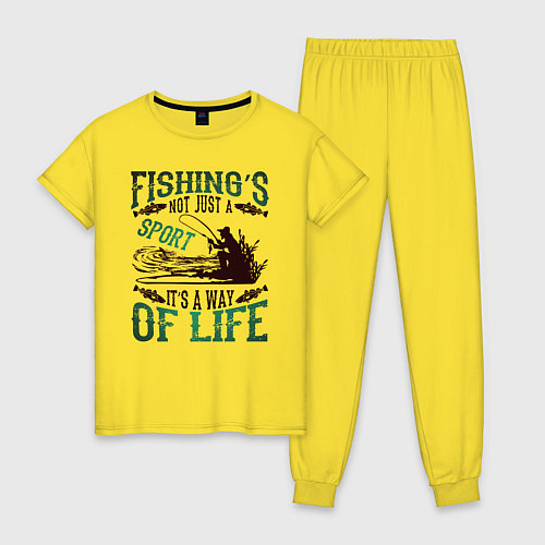 Женская пижама Рыбалка моя жизнь / Желтый – фото 1