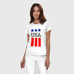 Пижама хлопковая женская США, цвет: белый — фото 2