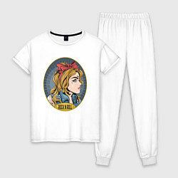 Пижама хлопковая женская Рок Н Ролл, детка!, цвет: белый
