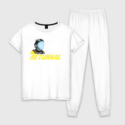 Пижама хлопковая женская Returnal logo, цвет: белый