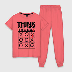 Пижама хлопковая женская THINK OUTSIDE THE BOX, цвет: коралловый