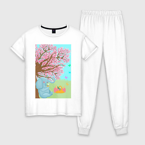 Женская пижама Слоненок на пикнике / Белый – фото 1