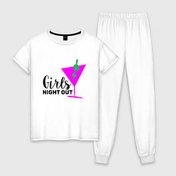 Пижама хлопковая женская Girls night out, цвет: белый