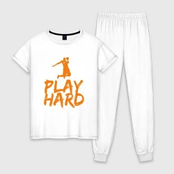 Пижама хлопковая женская Play Hard, цвет: белый