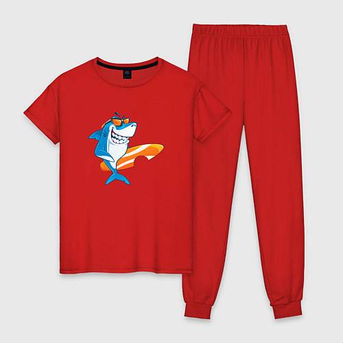 Женская пижама Акула серфер / Красный – фото 1