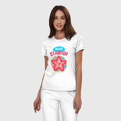 Пижама хлопковая женская Морская звезда, цвет: белый — фото 2