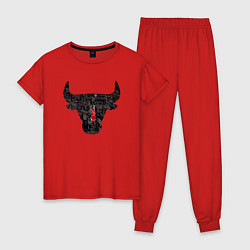 Пижама хлопковая женская Bulls - Jordan, цвет: красный