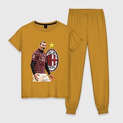 Пижама хлопковая женская Zlatan Ibrahimovic Milan Italy цвета горчичный — фото 1