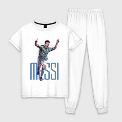 Пижама хлопковая женская Lionel Messi Barcelona Argentina Striker!, цвет: белый