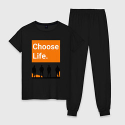 Пижама хлопковая женская Choose Life, цвет: черный