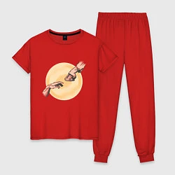 Пижама хлопковая женская Сотворение Адама - Лошадь, цвет: красный
