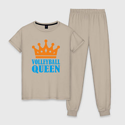 Пижама хлопковая женская Королева Волейбола, цвет: миндальный