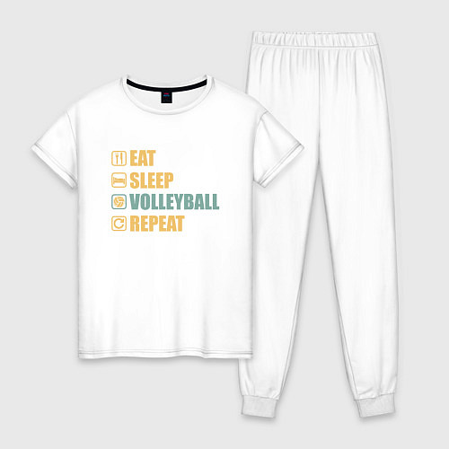 Женская пижама Есть, спать, волейбол / Белый – фото 1