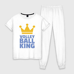 Пижама хлопковая женская Король волейбола, цвет: белый
