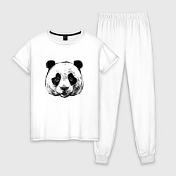 Пижама хлопковая женская Голова панды, цвет: белый