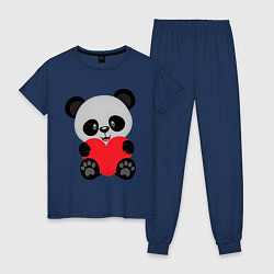 Пижама хлопковая женская Love Панда, цвет: тёмно-синий