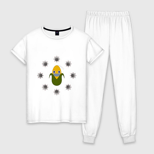 Женская пижама Кукуруза в маске / Белый – фото 1