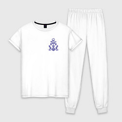 Пижама хлопковая женская ВМФ якорь, цвет: белый