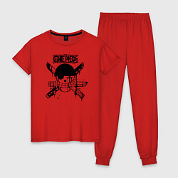 Пижама хлопковая женская Веселый Роджер Зоро One Piece, цвет: красный